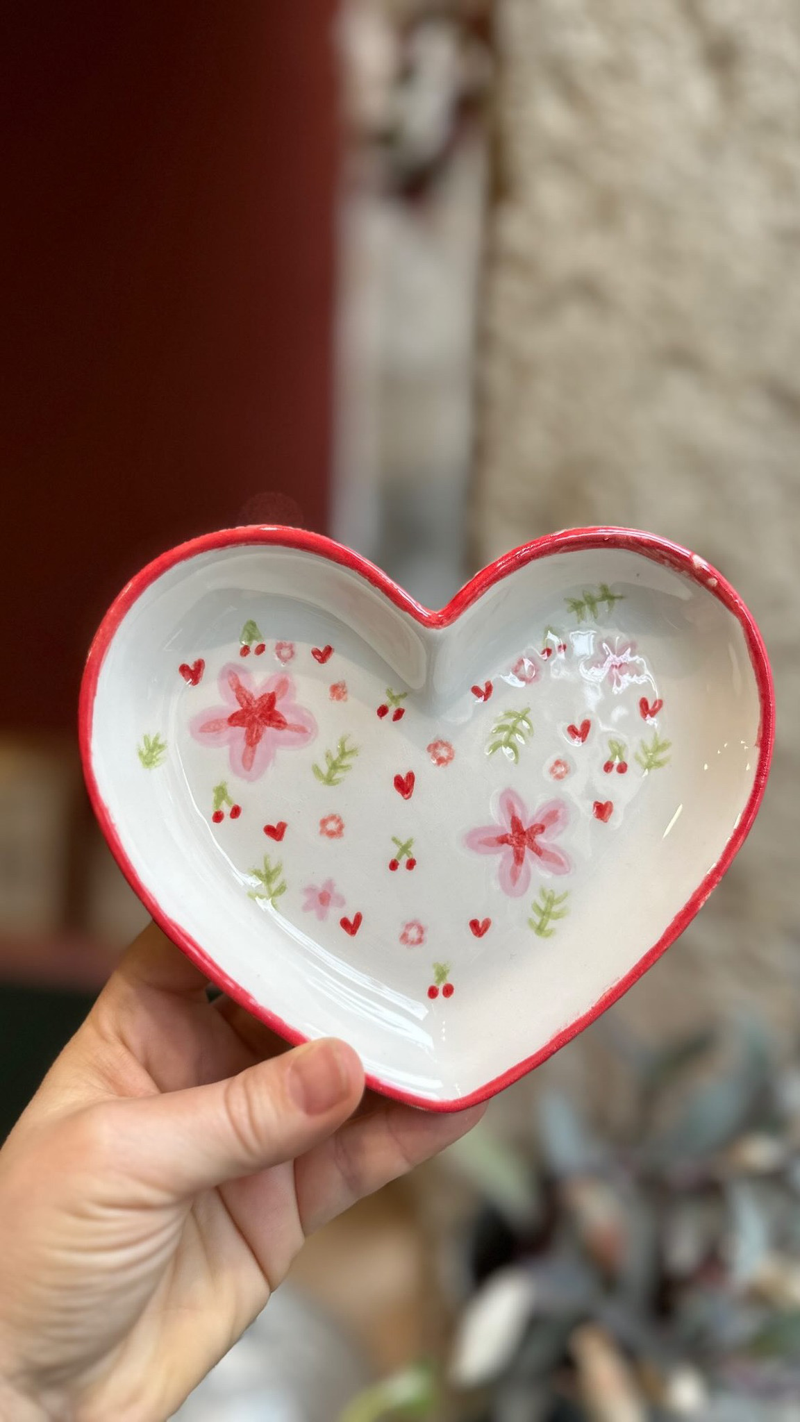 assiette coeur et fleurs