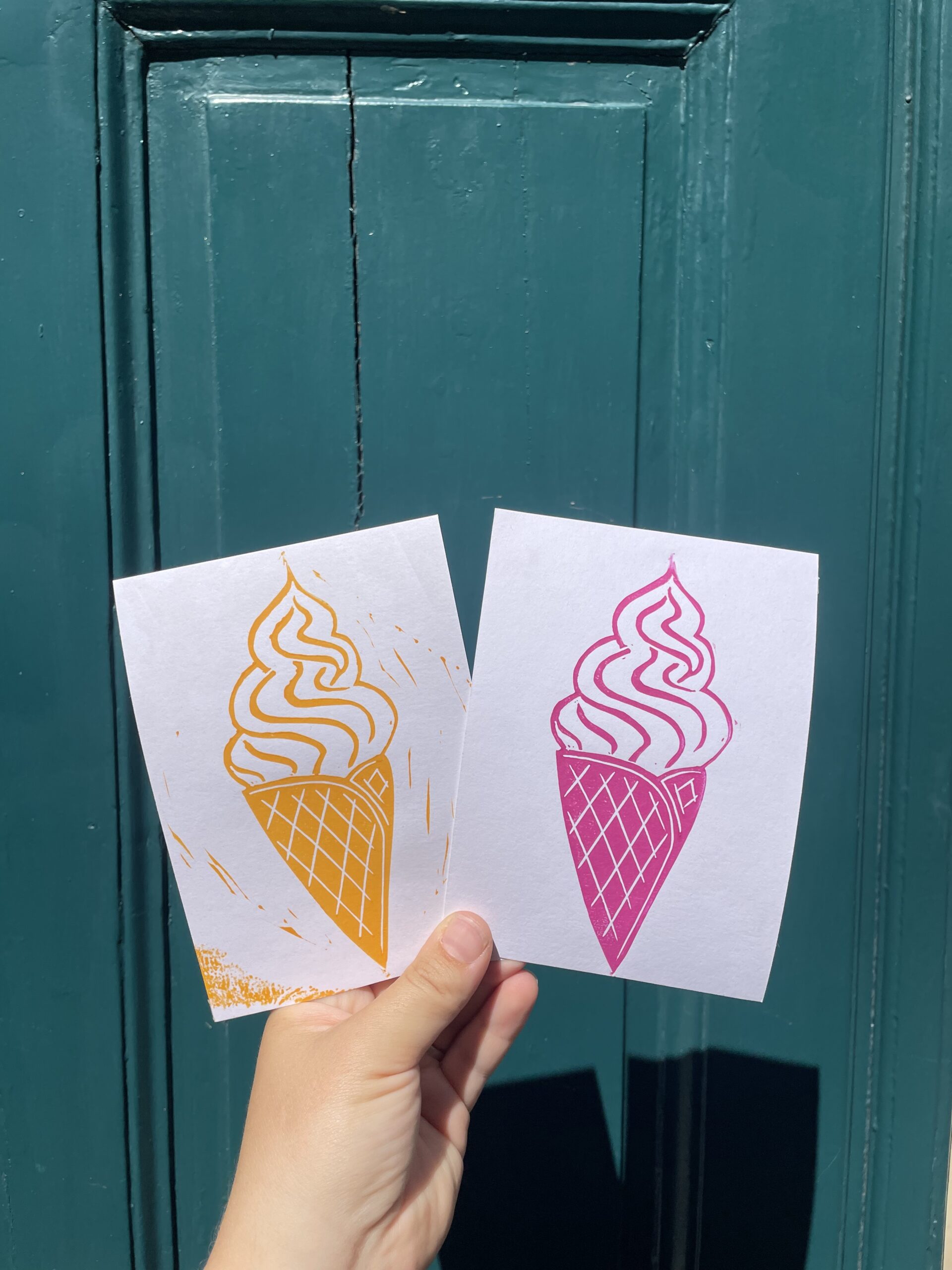 glaces en linogravure